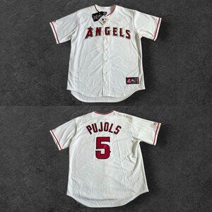 Vintage Anaheim Angels Pujols #5 Baseball Jersey Sz L White Majestic Deadstock